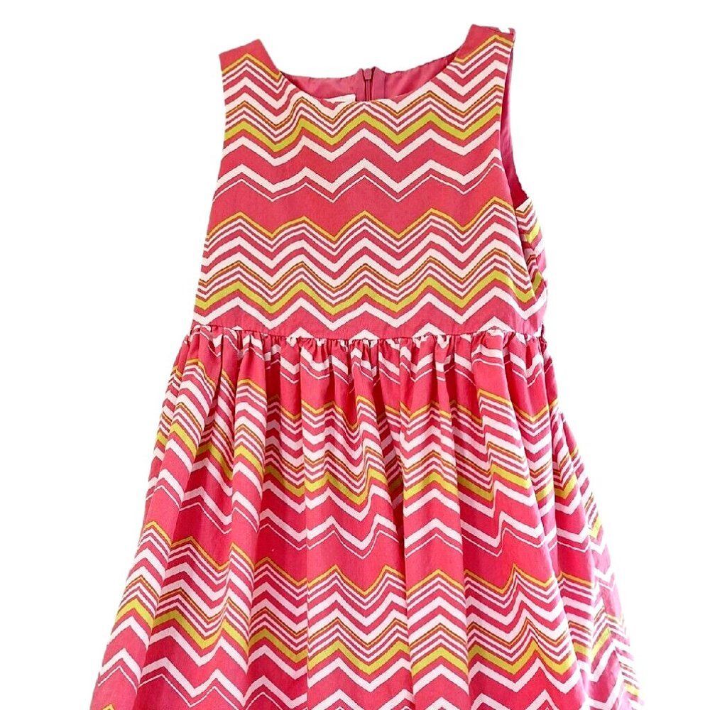 Bonnie Jean Hot Pink Chevron Stripe Girls Size 16 Dress With Toiled Underlayer